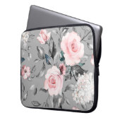 Nahtloses Muster mit Frühlingsblumen und Blätter.  Laptopschutzhülle (Vorderseite Links)