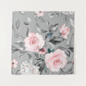 Nahtloses Muster mit Frühlingsblumen und Blätter.  Wandteppich (Vorderseite (Horizontal))