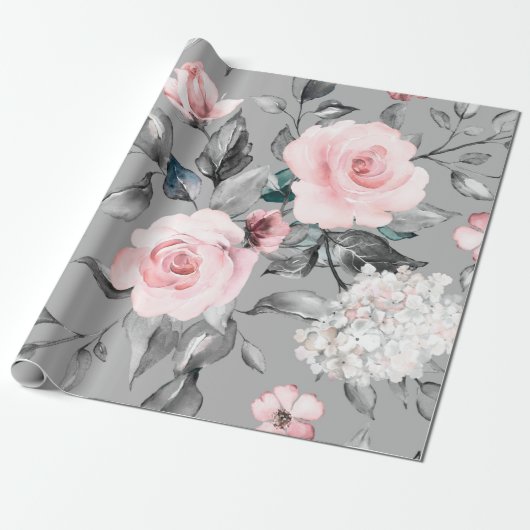 Nahtloses Muster mit Frühlingsblumen und Blättern. Geschenkpapier (Ungerollt)