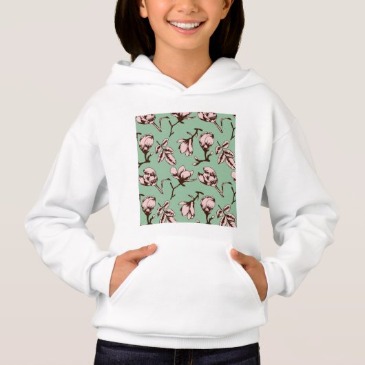 Nahtloses Muster mit Frühlingsknospen der Blume Hoodie (Vorderseite)