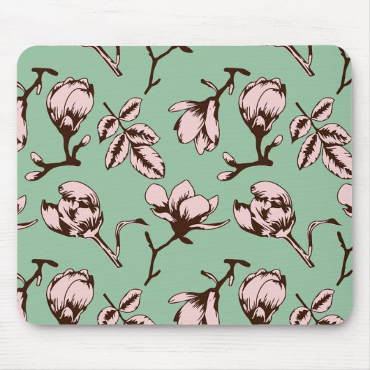 Nahtloses Muster mit Frühlingsknospen der Blume Mousepad (Vorne)