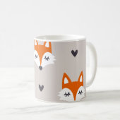 Nahtloses Muster mit Fuchsgesichtern. Handgezogene Kaffeetasse (VorderseiteRechts)