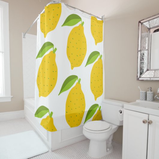 Nahtloses Muster mit gelber, frischer Zitrone Duschvorhang (Beispiel)