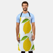 Nahtloses Muster mit gelber, frischer Zitrone Schürze (Getragen)