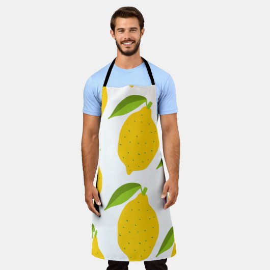 Nahtloses Muster mit gelber, frischer Zitrone Schürze (Getragen)