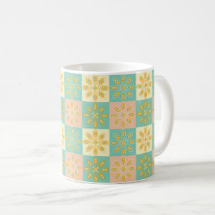 Nahtloses Muster mit geometrischen Blumenmotiven Kaffeetasse