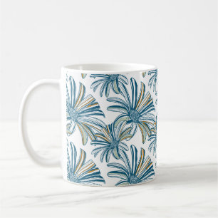 Nahtloses Muster mit Gerbera-Blumen. Vintage-Hinte Kaffeetasse