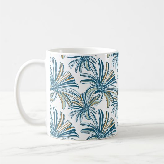 Nahtloses Muster mit Gerbera-Blumen. Vintage-Hinte Kaffeetasse (Links)