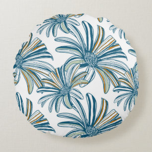 Nahtloses Muster mit Gerbera-Blumen. Vintage-Hinte Rundes Kissen