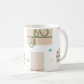 Nahtloses Muster mit Geschenkboxen. Geschenke Kaffeetasse (VorderseiteRechts)