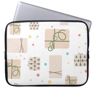 Nahtloses Muster mit Geschenkboxen. Geschenke Laptopschutzhülle