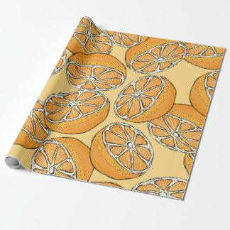 Nahtloses Muster mit geschnitten Orangen. Vintage  Geschenkpapier