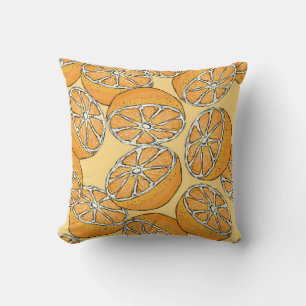 Nahtloses Muster mit geschnitten Orangen. Vintage Kissen