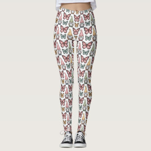 Nahtloses Muster mit Gnome und Schmetterlingen Leggings