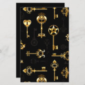 Nahtloses Muster mit Golden Keys (Vorne/Hinten)