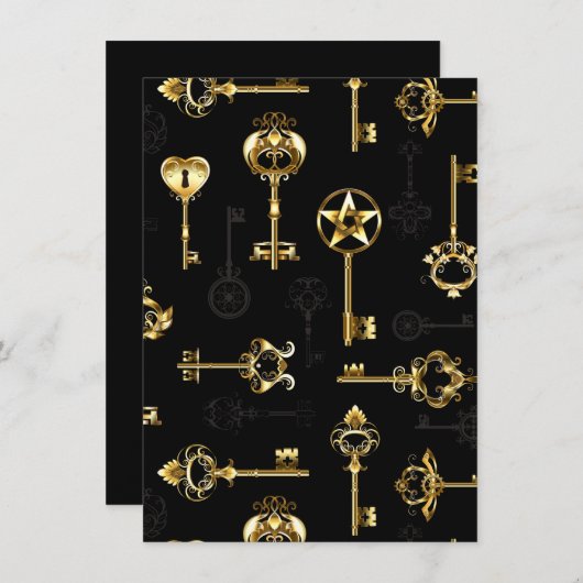 Nahtloses Muster mit Golden Keys (Vorne/Hinten)