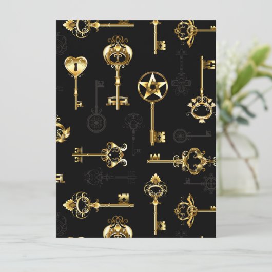 Nahtloses Muster mit Golden Keys Ankündigung (Stehend Vorderseite)