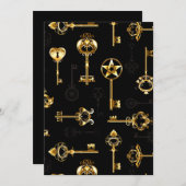 Nahtloses Muster mit Golden Keys Ankündigung (Vorne/Hinten)