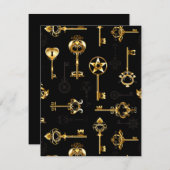Nahtloses Muster mit Golden Keys Ankündigung (Vorne/Hinten)