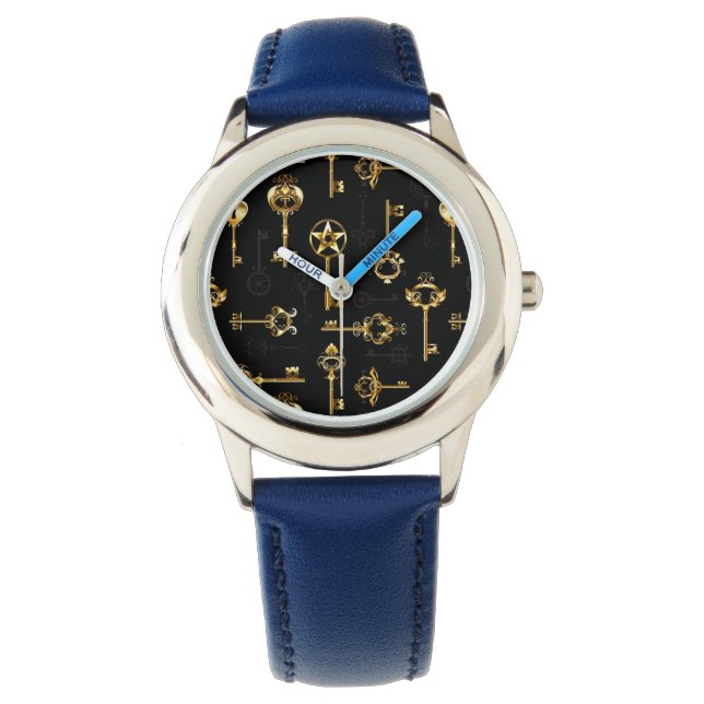 Nahtloses Muster mit Golden Keys Armbanduhr (Vorderseite)