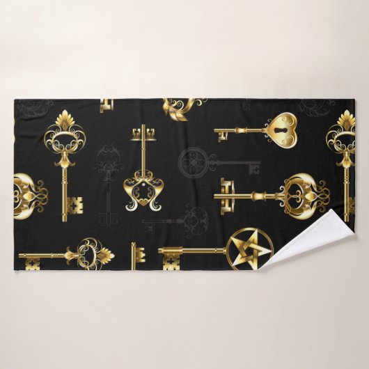 Nahtloses Muster mit Golden Keys Badehandtuch (Badehandtuch)