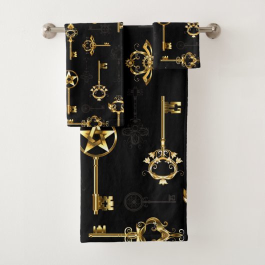 Nahtloses Muster mit Golden Keys Badhandtuch Set (Insitu)