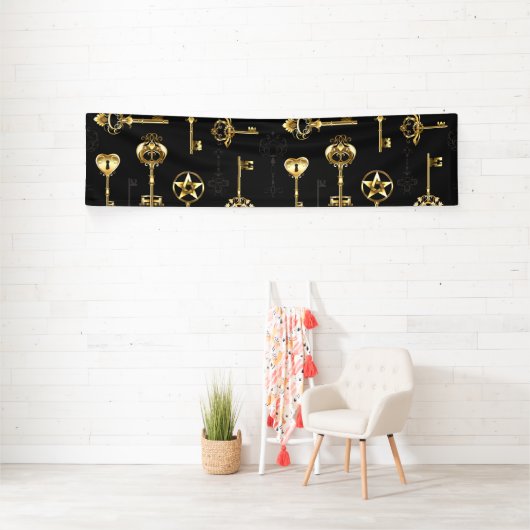 Nahtloses Muster mit Golden Keys Banner (InSitu)