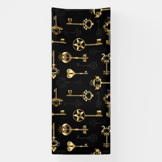 Nahtloses Muster mit Golden Keys Banner (Vertikal)