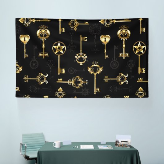 Nahtloses Muster mit Golden Keys Banner (Messe)