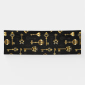 Nahtloses Muster mit Golden Keys Banner (Horizontal)