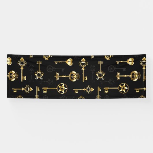 Nahtloses Muster mit Golden Keys Banner (Horizontal)