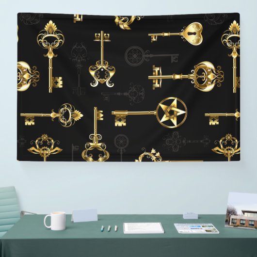 Nahtloses Muster mit Golden Keys Banner (Messe)