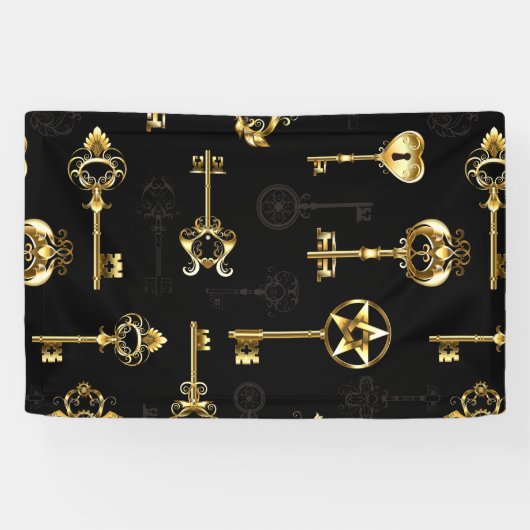 Nahtloses Muster mit Golden Keys Banner (Horizontal)