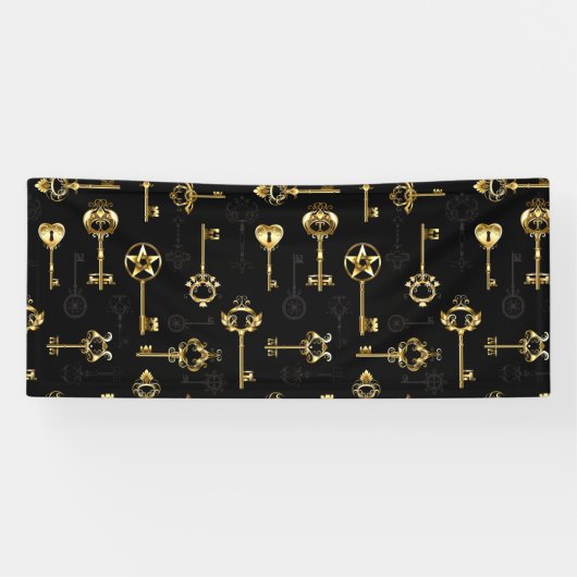 Nahtloses Muster mit Golden Keys Banner (Horizontal)