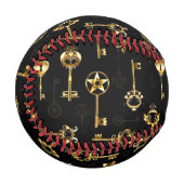 Nahtloses Muster mit Golden Keys Baseball (Vorderseite Links)
