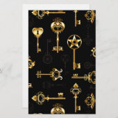 Nahtloses Muster mit Golden Keys Briefpapier (Vorne/Hinten)