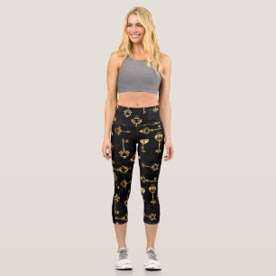 Nahtloses Muster mit Golden Keys Capri Leggings