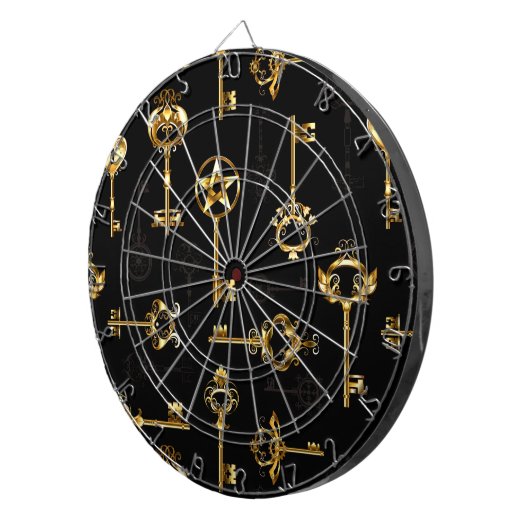 Nahtloses Muster mit Golden Keys Dartscheibe (Vorderseite rechts)
