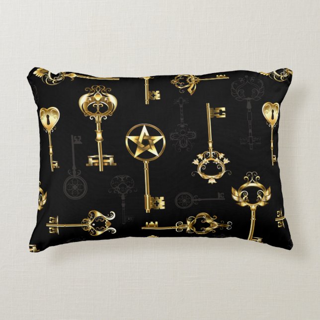 Nahtloses Muster mit Golden Keys Dekokissen (Vorderseite)