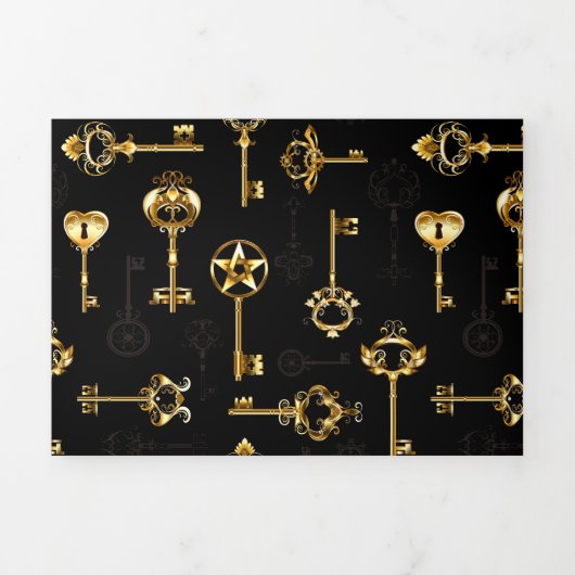 Nahtloses Muster mit Golden Keys Dreifach Gefaltete Ankündigung (Cover)