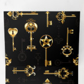 Nahtloses Muster mit Golden Keys Dreifach Gefaltete Einladung (Innen Erste Seite)
