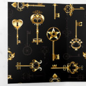 Nahtloses Muster mit Golden Keys Dreifach Gefaltete Karte (Innen Erste Seite)