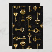 Nahtloses Muster mit Golden Keys Einladung (Vorne/Hinten)