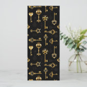 Nahtloses Muster mit Golden Keys Feiertagskarte (Stehend Vorderseite)