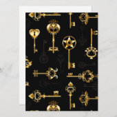 Nahtloses Muster mit Golden Keys Feiertagskarte (Vorne/Hinten)