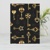 Nahtloses Muster mit Golden Keys Feiertagskarte (Stehend Vorderseite)