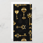 Nahtloses Muster mit Golden Keys Feiertagskarte (Vorne/Hinten)