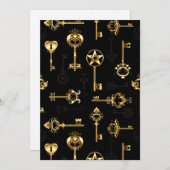 Nahtloses Muster mit Golden Keys Feiertagskarte (Vorne/Hinten)