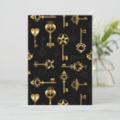 Nahtloses Muster mit Golden Keys Feiertagskarte (Stehend Vorderseite)