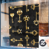 Nahtloses Muster mit Golden Keys Fensteraufkleber (Café-Fenster)
